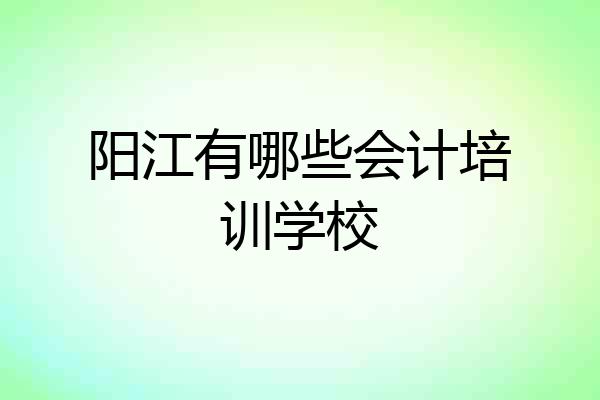 阳江有哪些会计培训学校