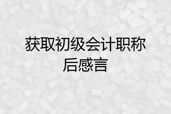 获取初级会计职称后感言