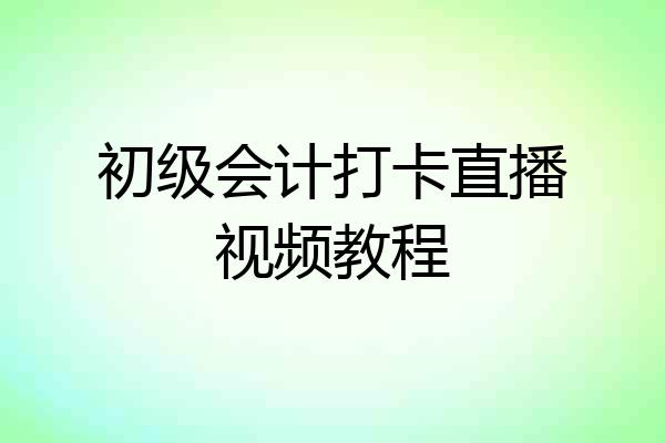 初级会计打卡直播视频教程
