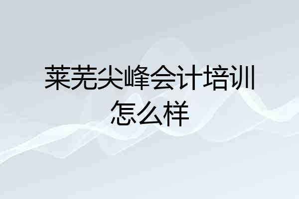 莱芜尖峰会计培训怎么样