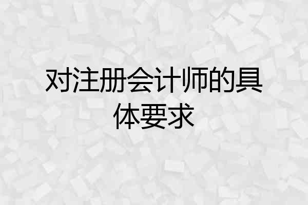 对注册会计师的具体要求