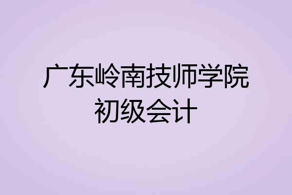 广东岭南技师学院初级会计