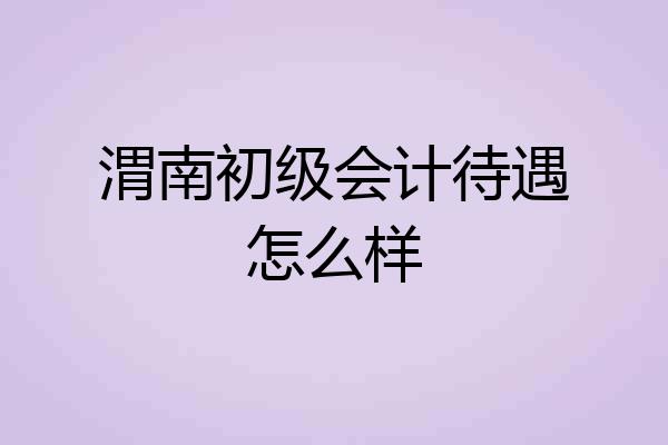 渭南初级会计待遇怎么样