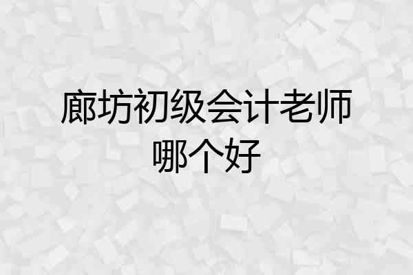 廊坊初级会计老师哪个好