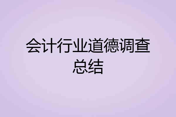会计行业道德调查总结