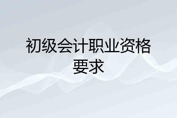 初级会计职业资格要求