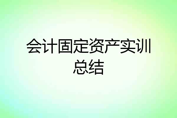 会计固定资产实训总结