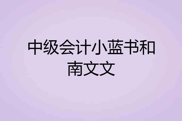 中级会计小蓝书和南文文