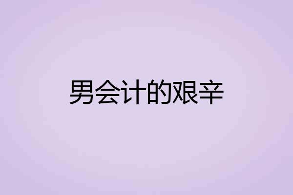男会计的艰辛