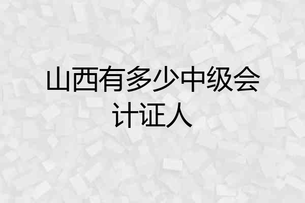 山西有多少中级会计证人
