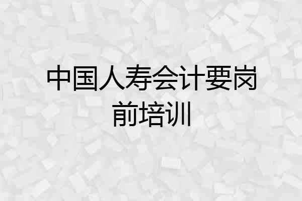中国人寿会计要岗前培训