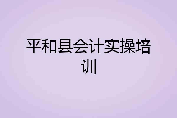 平和县会计实操培训