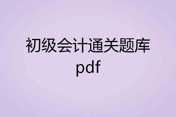 初级会计通关题库pdf