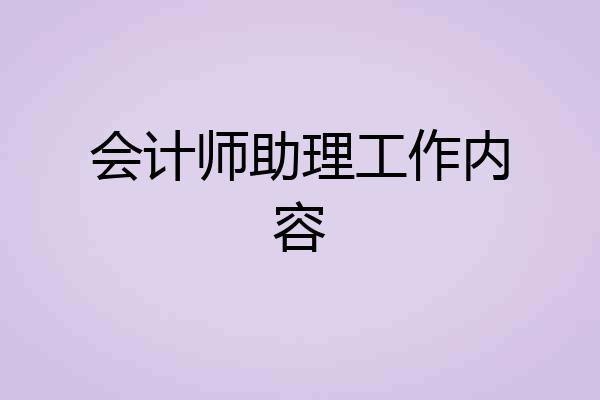 会计师助理工作内容