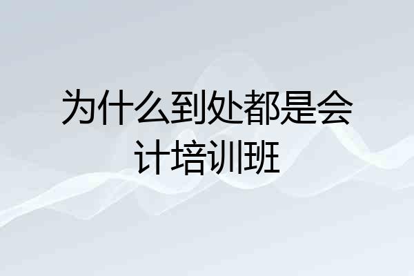 为什么到处都是会计培训班