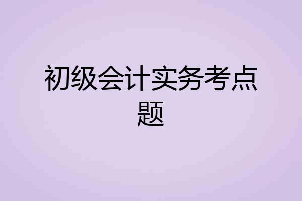 初级会计实务考点题