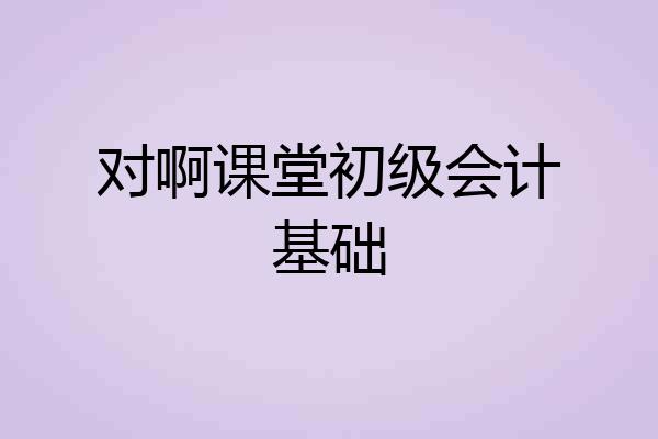 对啊课堂初级会计基础