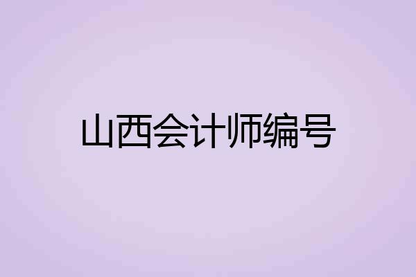 山西会计师编号