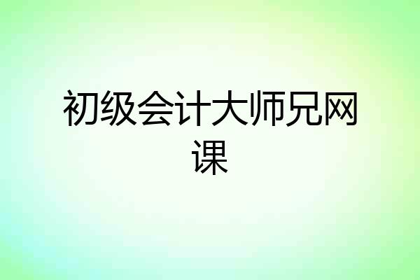 初级会计大师兄网课