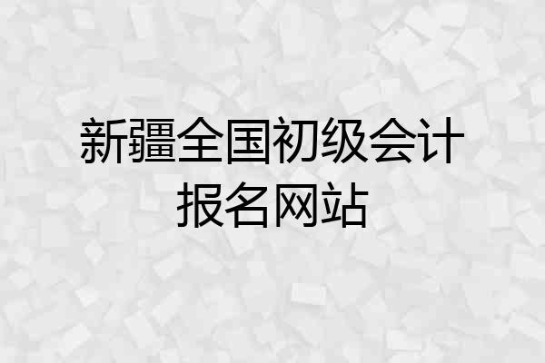 新疆全国初级会计报名网站