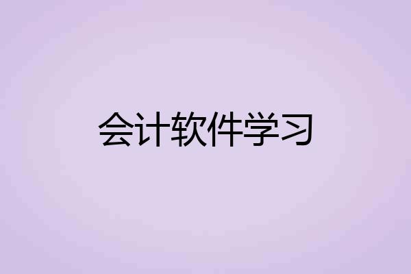 会计软件学习