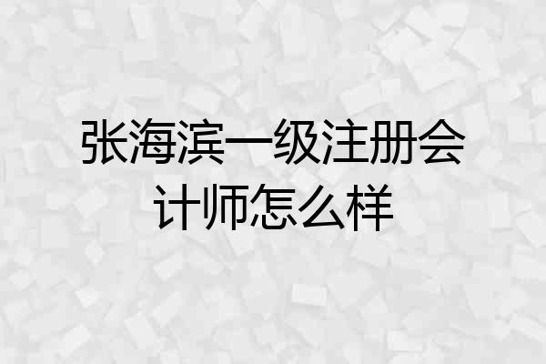 张海滨一级注册会计师怎么样