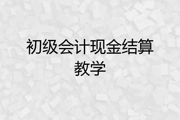 初级会计现金结算教学