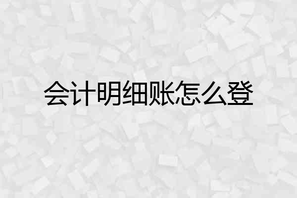 会计明细账怎么登