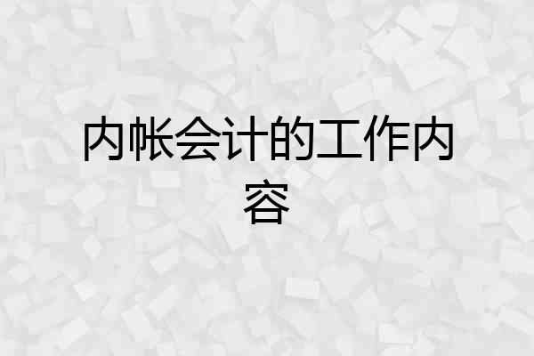 内帐会计的工作内容