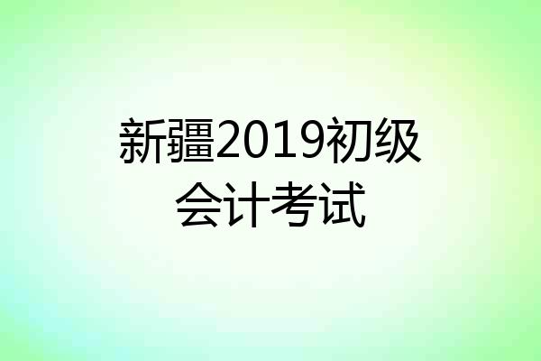 新疆2019初级会计考试