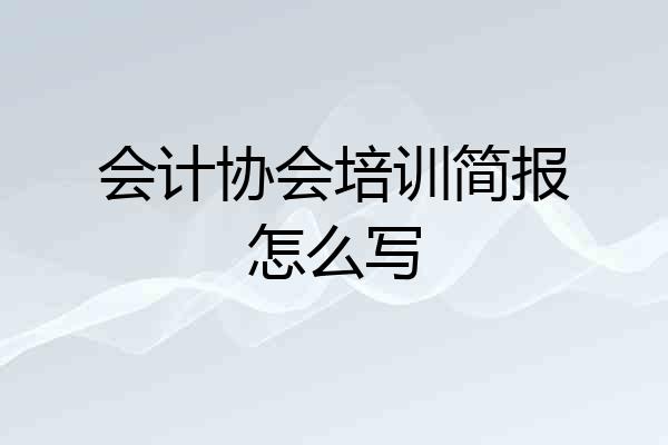 会计协会培训简报怎么写