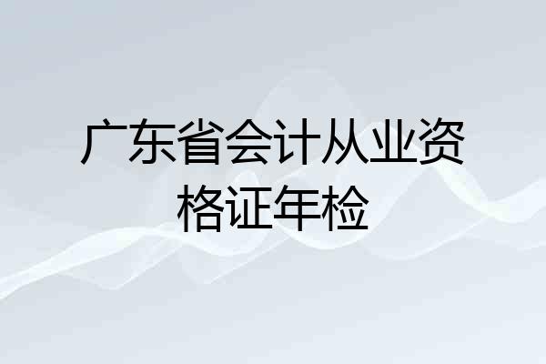 广东省会计从业资格证年检