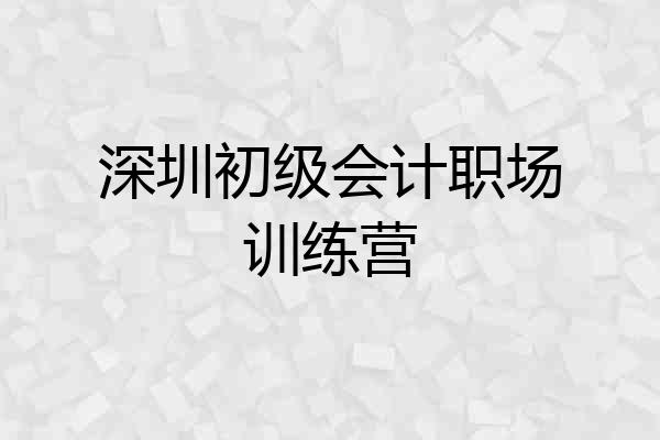 深圳初级会计职场训练营