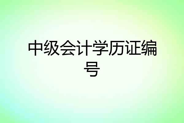 中级会计学历证编号