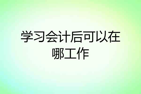 学习会计后可以在哪工作