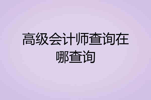 高级会计师查询在哪查询