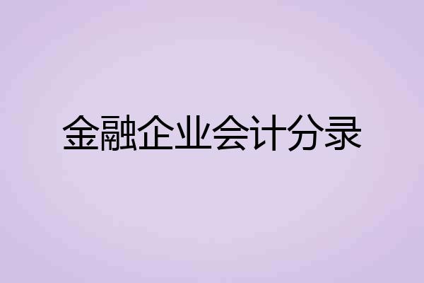 金融企业会计分录