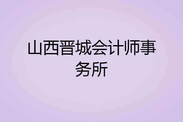 山西晋城会计师事务所