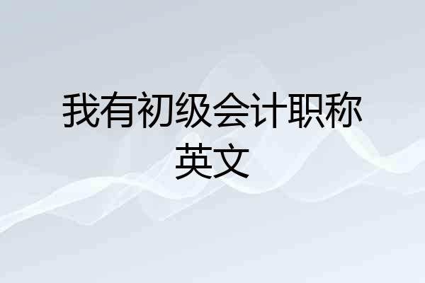 我有初级会计职称英文