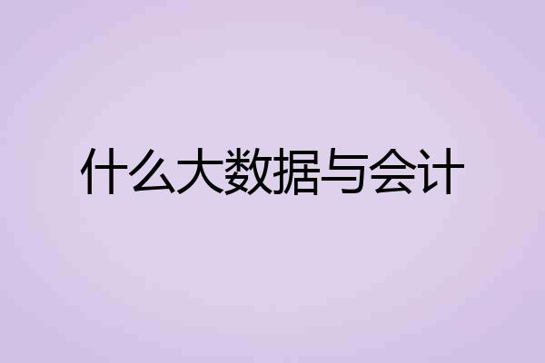 什么大数据与会计
