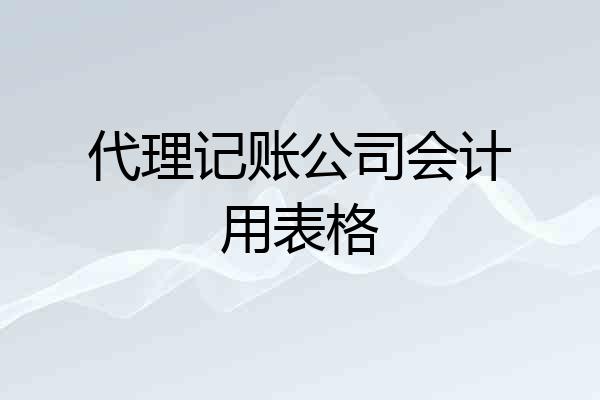 代理记账公司会计用表格