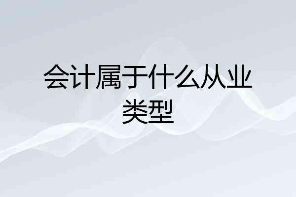 会计属于什么从业类型