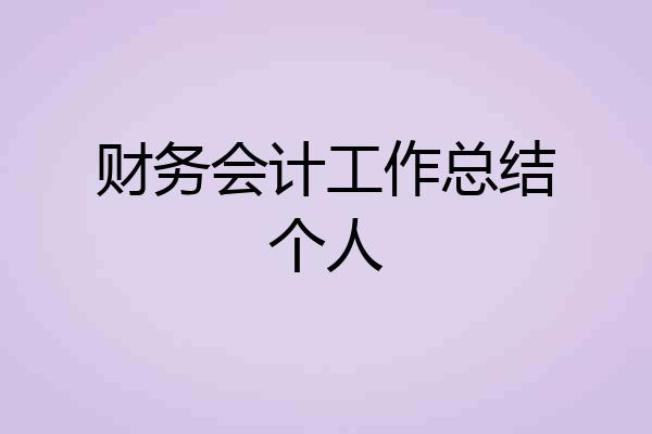 财务会计工作总结个人