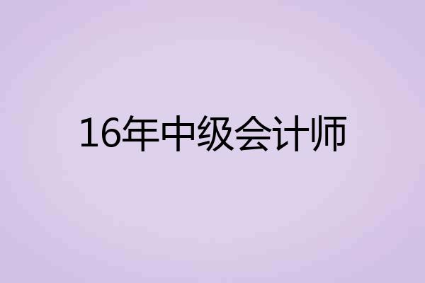 16年中级会计师