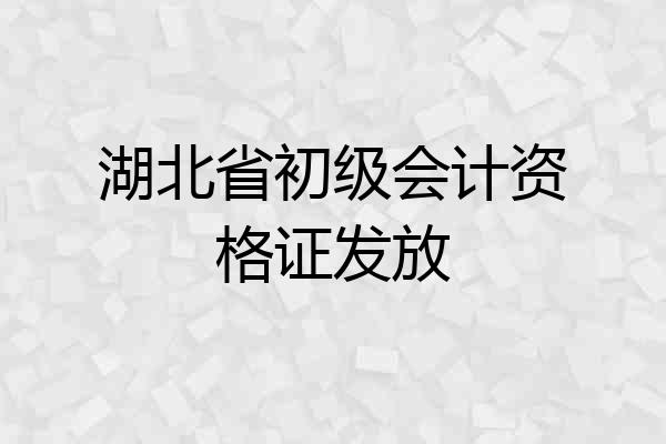 湖北省初级会计资格证发放