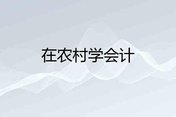 在农村学会计