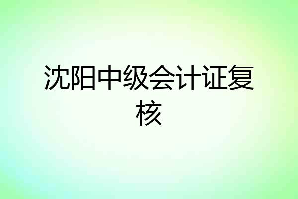 沈阳中级会计证复核