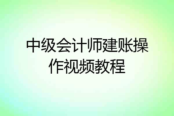 中级会计师建账操作视频教程