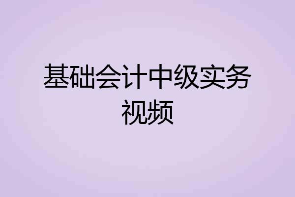 基础会计中级实务视频