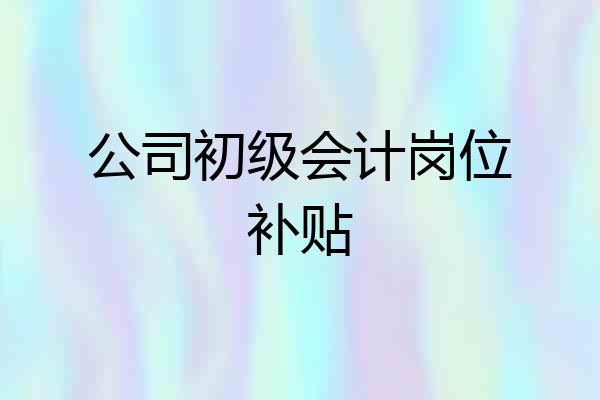 公司初级会计岗位补贴